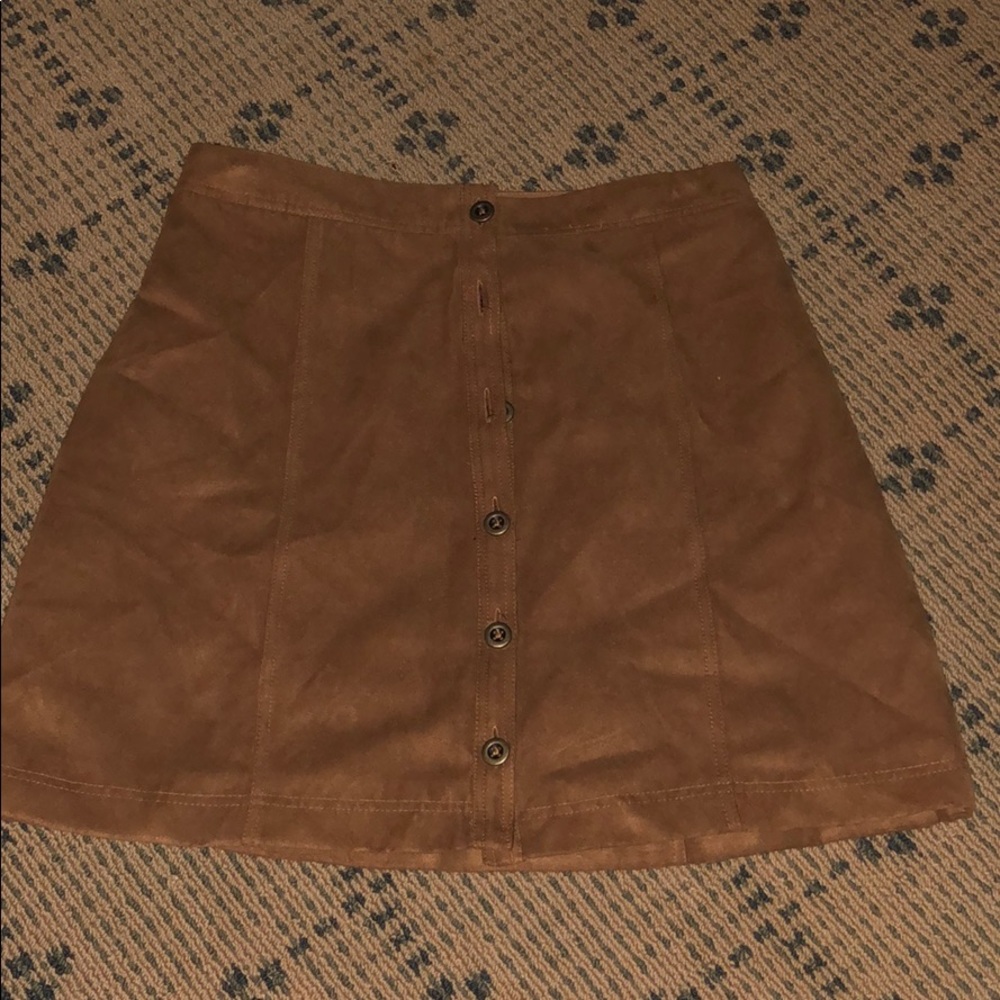 Suede button down skirt